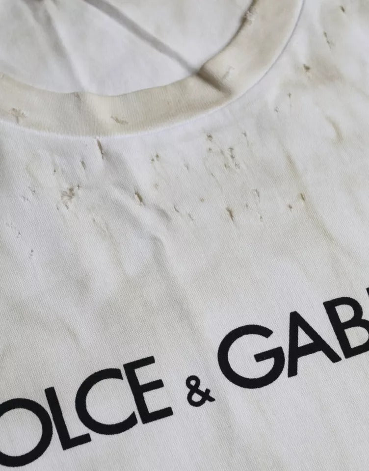 Dolce & Gabbana Off White Logo T-shirt girocollo in cotone