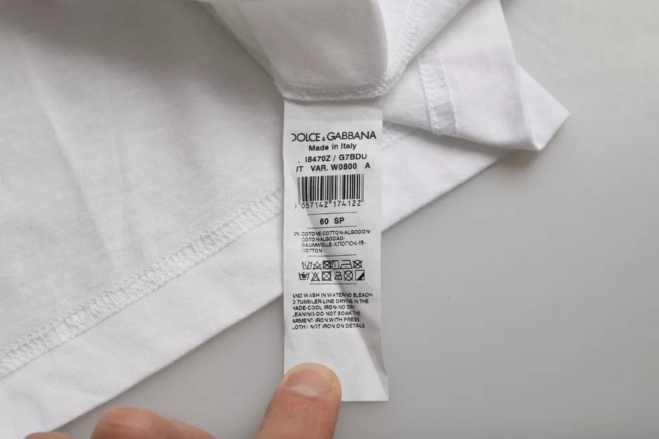 T-shirt girocollo a maniche corte in cotone bianco Dolce & Gabbana