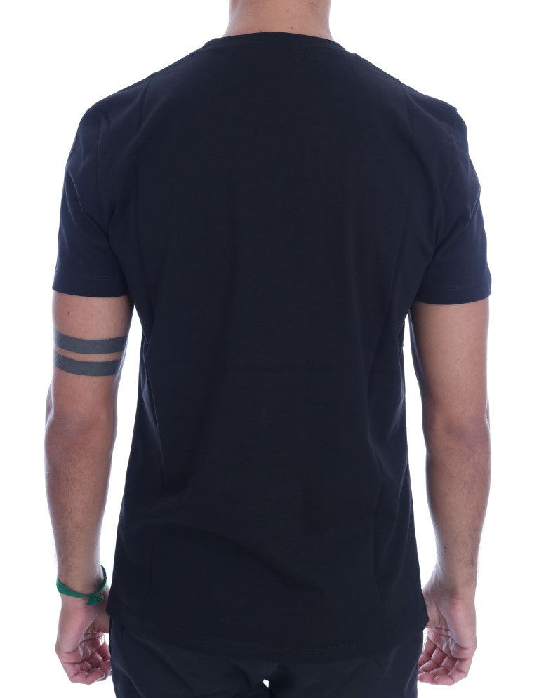T-shirt girocollo nera chic di Frankie Morello con motivo "RIDERS".