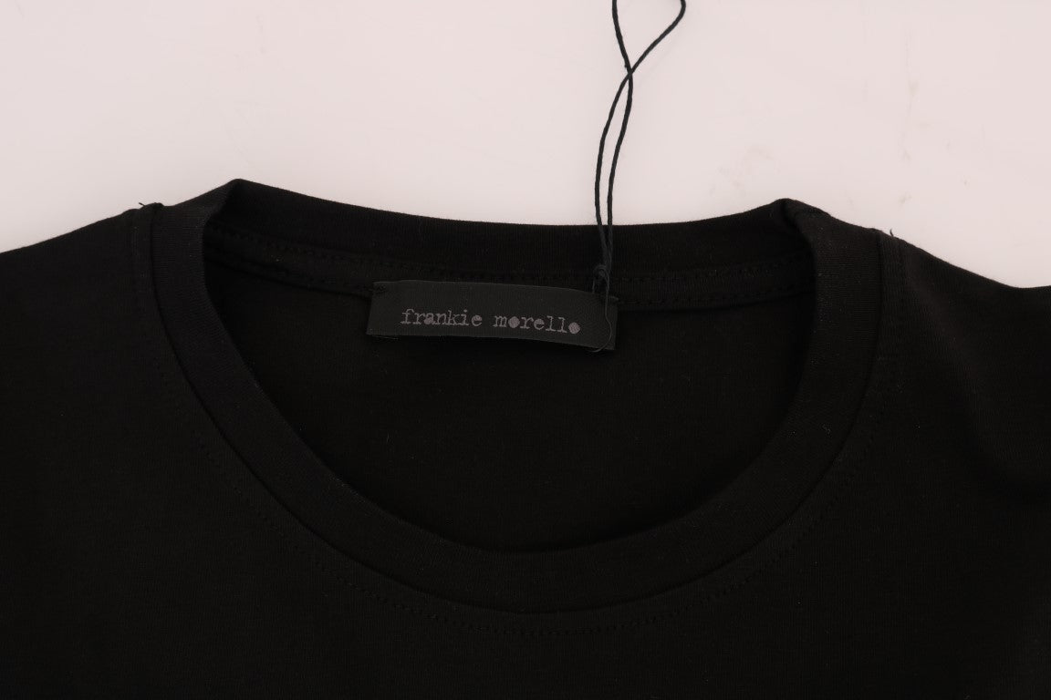 T-shirt girocollo nera chic di Frankie Morello con motivo "RIDERS".
