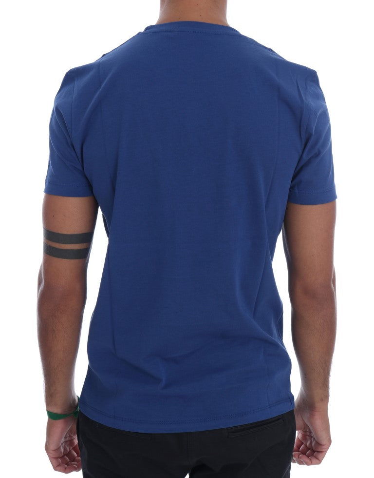 Maglietta in cotone con motivo Riders blu alla moda di Frankie Morello