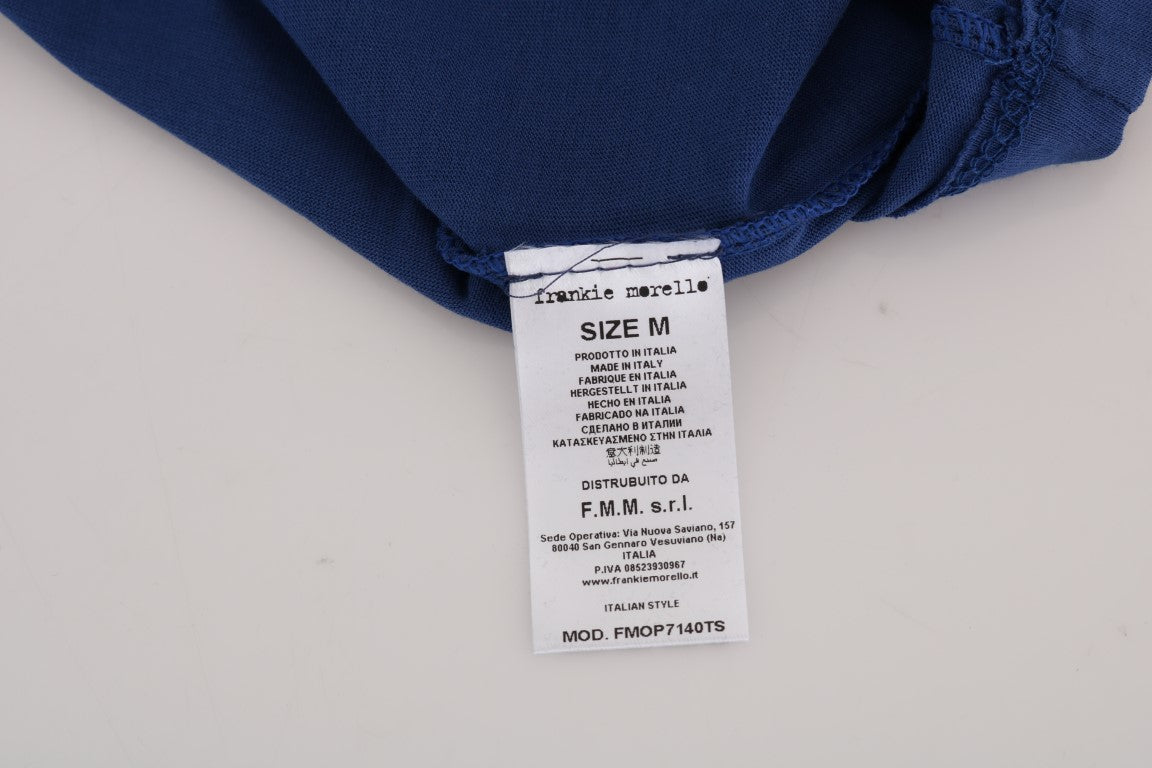 Maglietta in cotone con motivo Riders blu alla moda di Frankie Morello