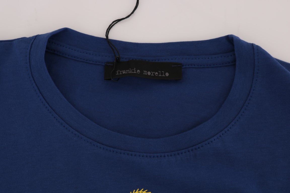 Maglietta in cotone con motivo Riders blu alla moda di Frankie Morello