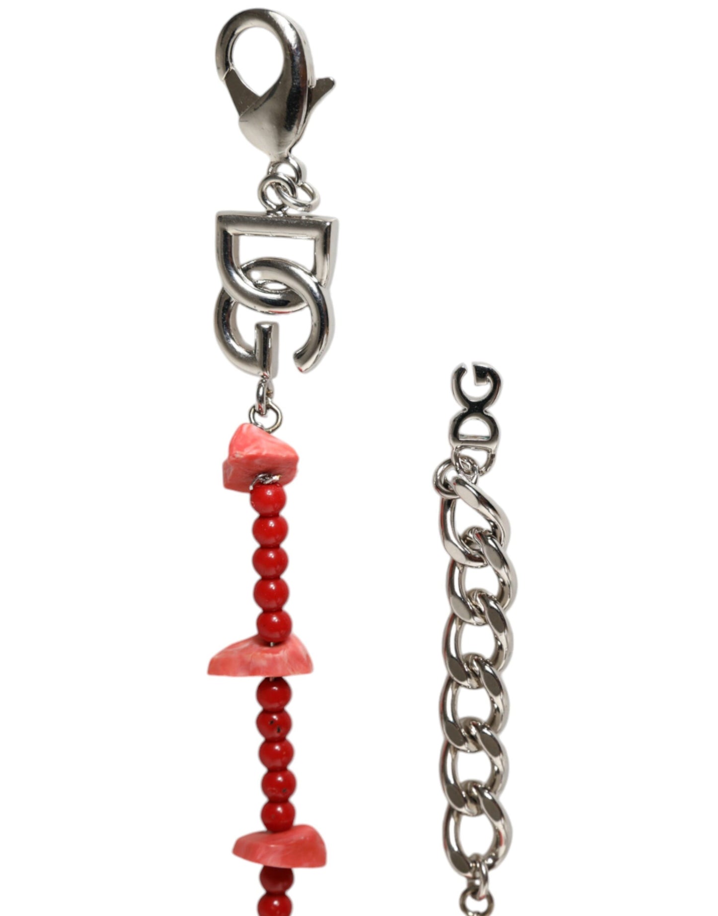 Bracciale Dolce & Gabbana in ottone argentato con perline in resina e logo DG