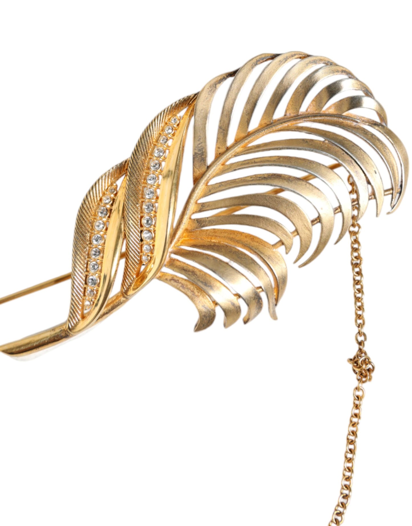Spilla a catena con cristalli in foglia d'argento sterling 925 color oro Dolce & Gabbana
