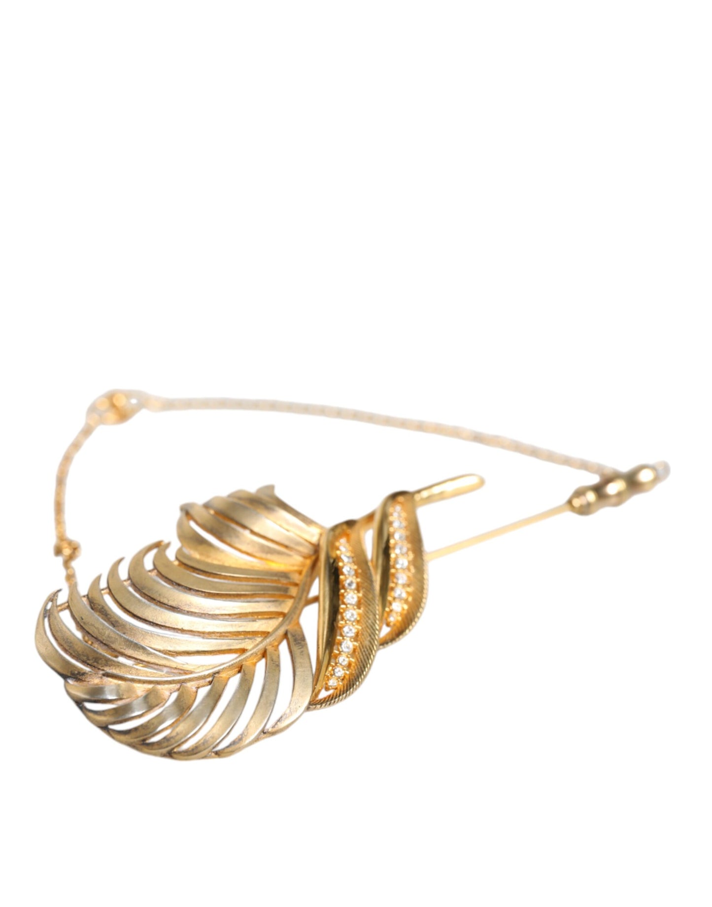 Spilla a catena con cristalli in foglia d'argento sterling 925 color oro Dolce & Gabbana