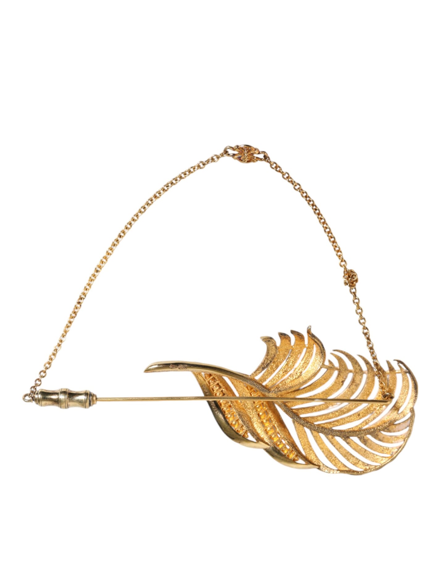 Spilla a catena con cristalli in foglia d'argento sterling 925 color oro Dolce & Gabbana