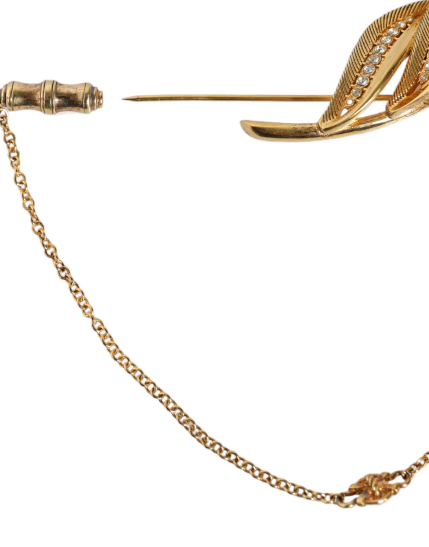 Spilla a catena con cristalli in foglia d'argento sterling 925 color oro Dolce & Gabbana