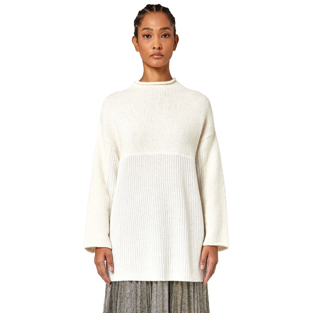 Maglione Alpha Studio in lana bianca riciclata