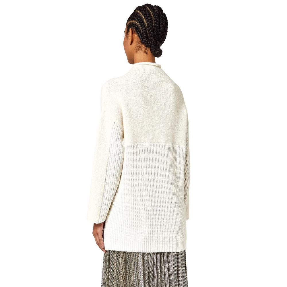 Maglione Alpha Studio in lana bianca riciclata