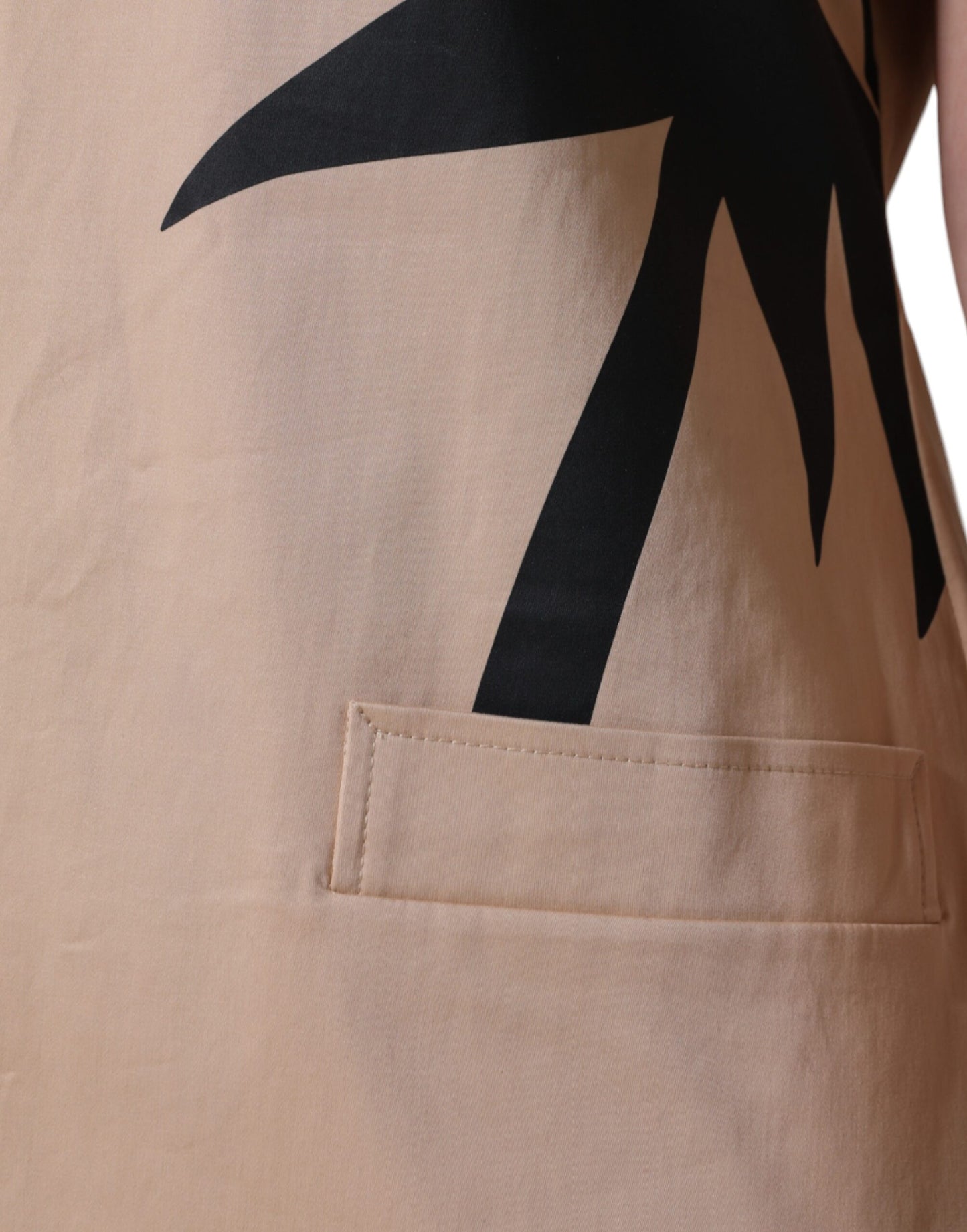 Abito Moschino beige in cotone a maniche corte lungo fino al ginocchio