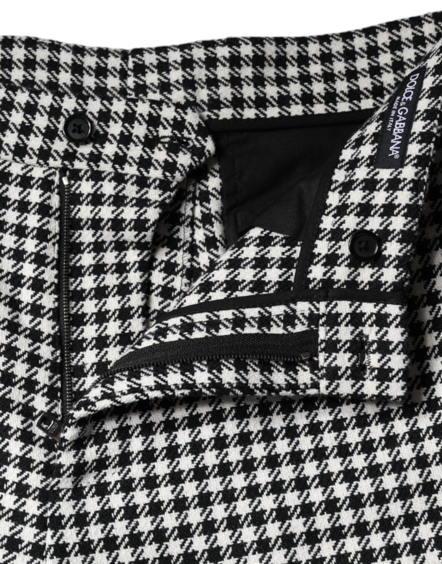 Pantaloni a gamba larga cropped Dolce & Gabbana neri e bianchi a pied de poule