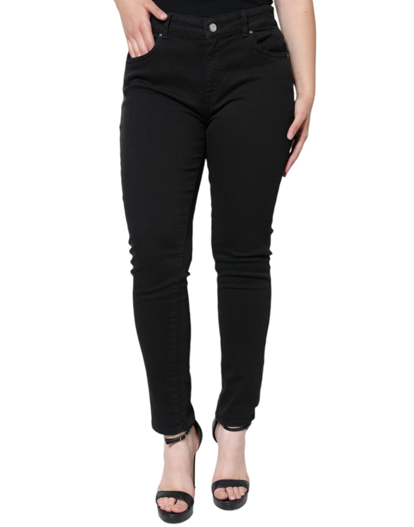 Jeans skinny in denim stretch di cotone nero Dolce & Gabbana