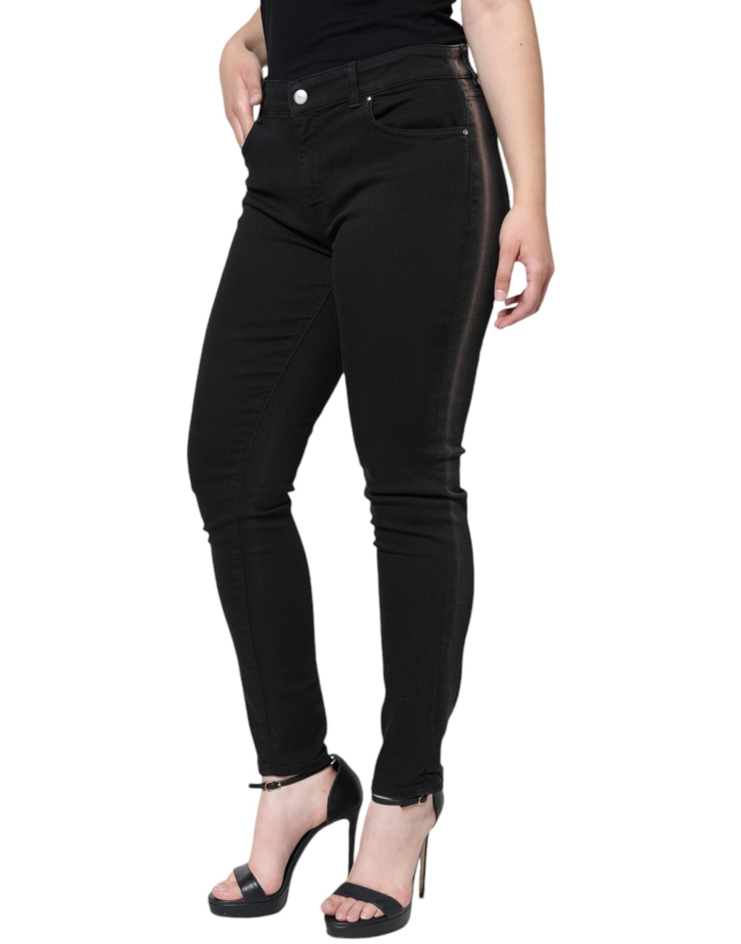 Jeans skinny in denim stretch di cotone nero Dolce & Gabbana