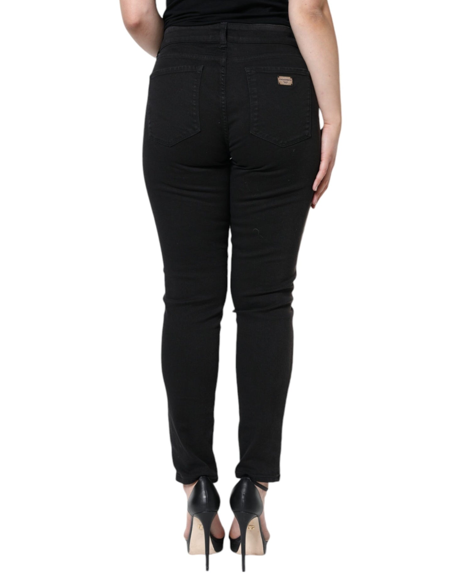 Jeans skinny in denim stretch di cotone nero Dolce & Gabbana