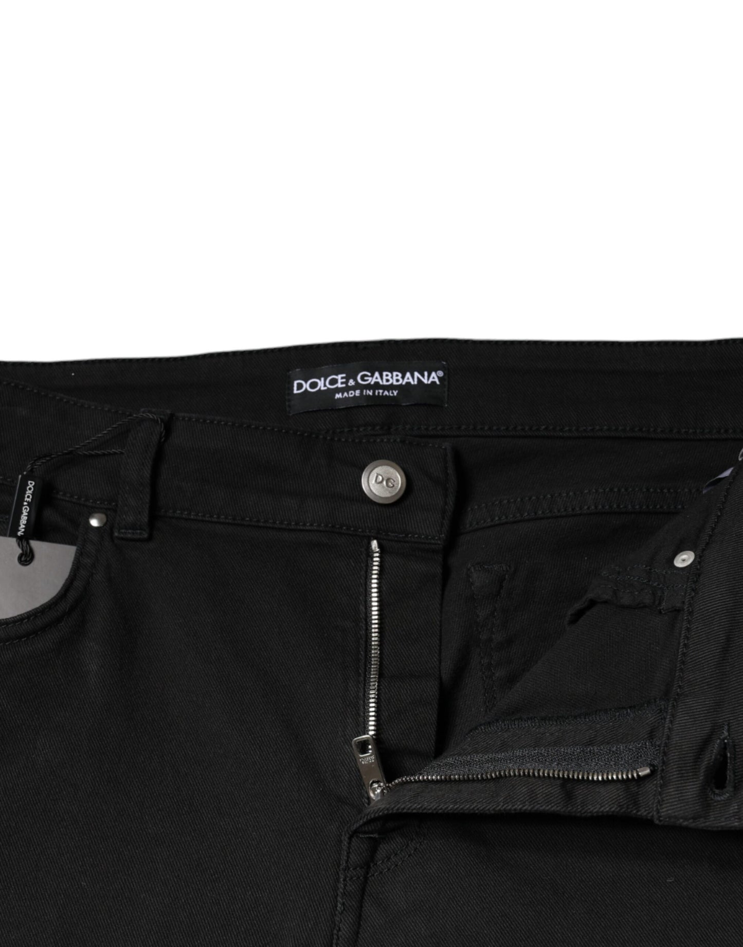 Jeans skinny in denim stretch di cotone nero Dolce & Gabbana