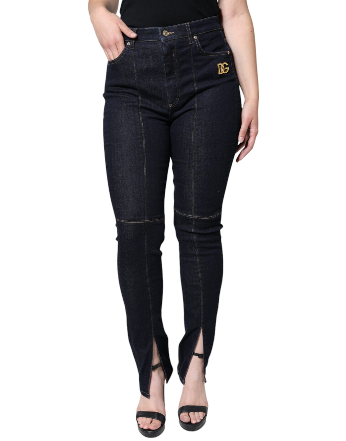 Jeans skinny in denim misto cotone nero Dolce & Gabbana