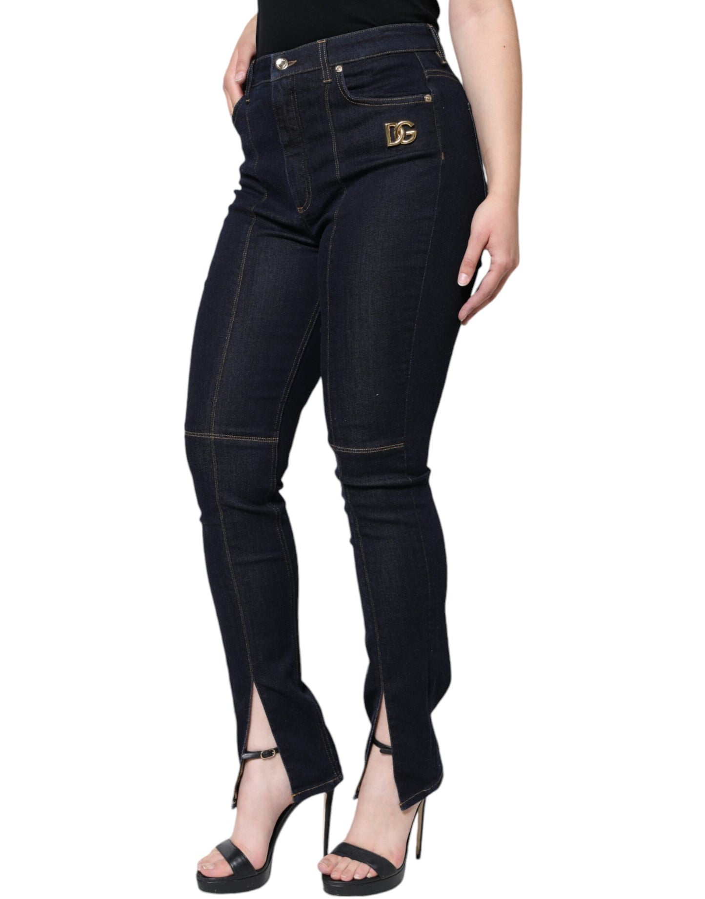 Jeans skinny in denim misto cotone nero Dolce & Gabbana