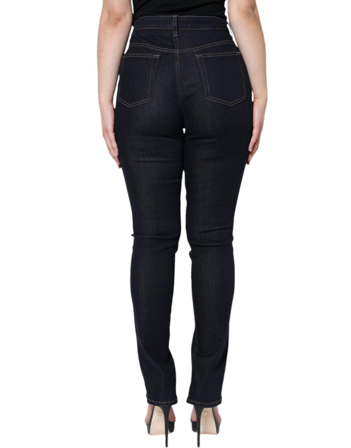 Jeans skinny in denim misto cotone nero Dolce & Gabbana