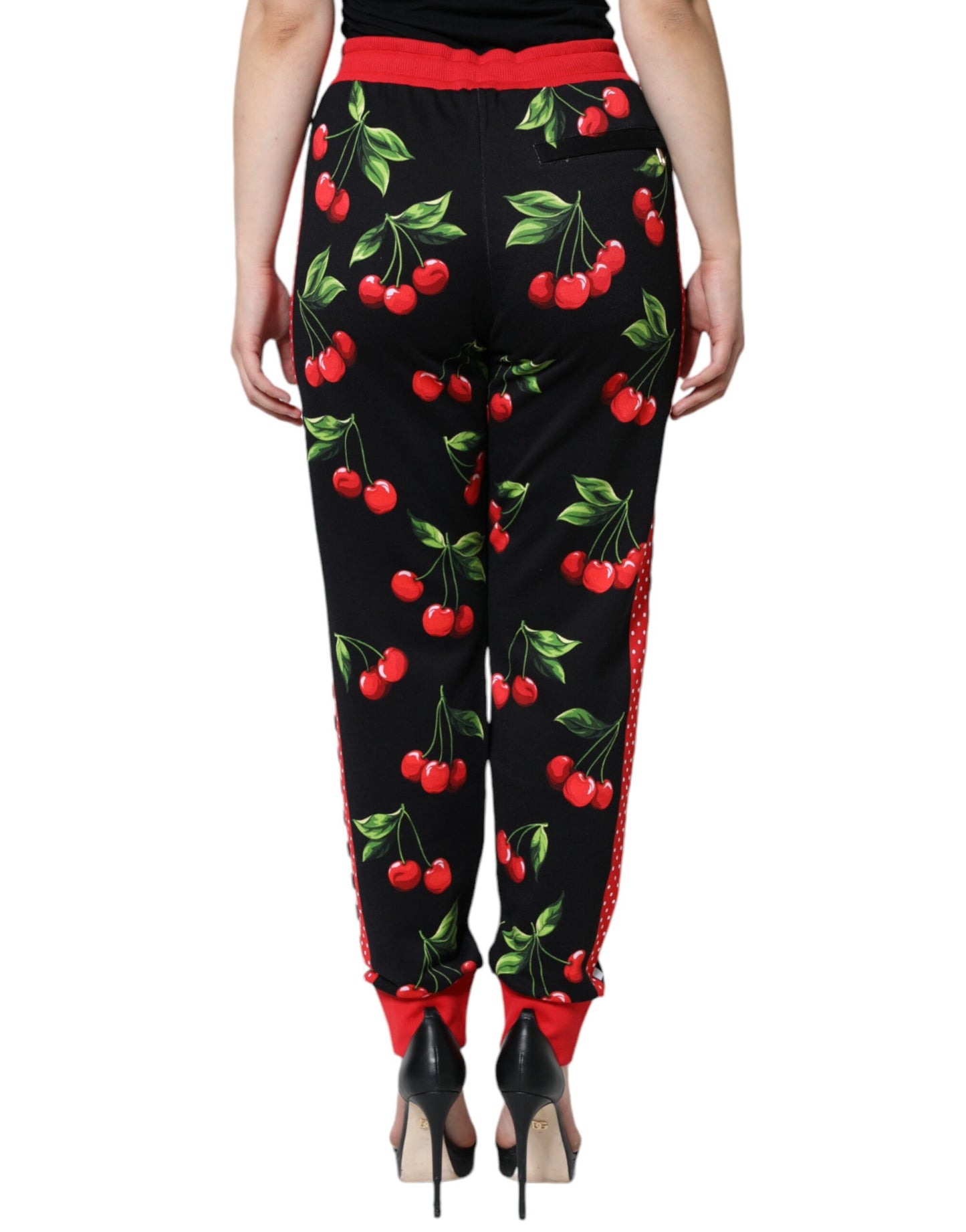 Pantaloni da jogging Dolce & Gabbana neri rossi ciliegia a vita media