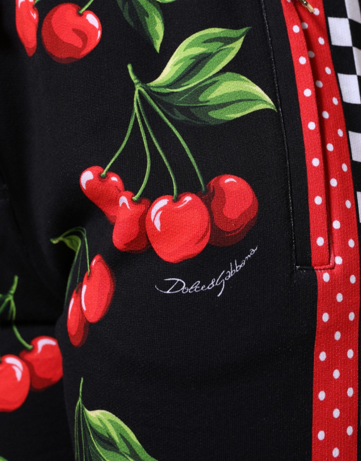 Pantaloni da jogging Dolce & Gabbana neri rossi ciliegia a vita media