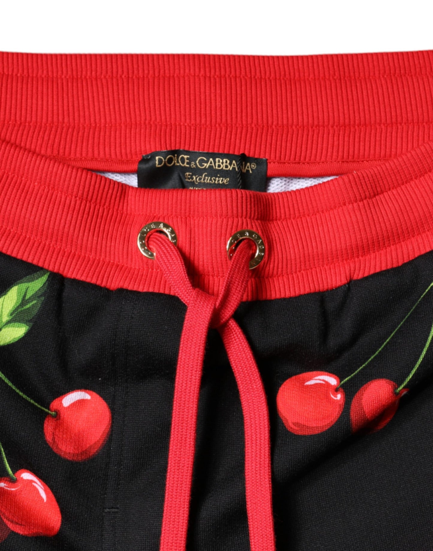 Pantaloni da jogging Dolce & Gabbana neri rossi ciliegia a vita media