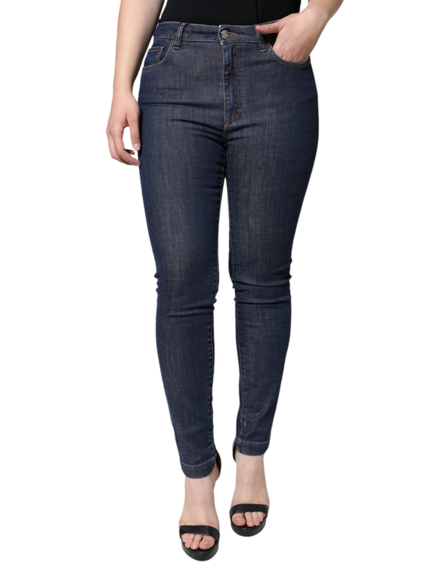 Jeans aderenti in denim di cotone QUEEN blu scuro Dolce & Gabbana