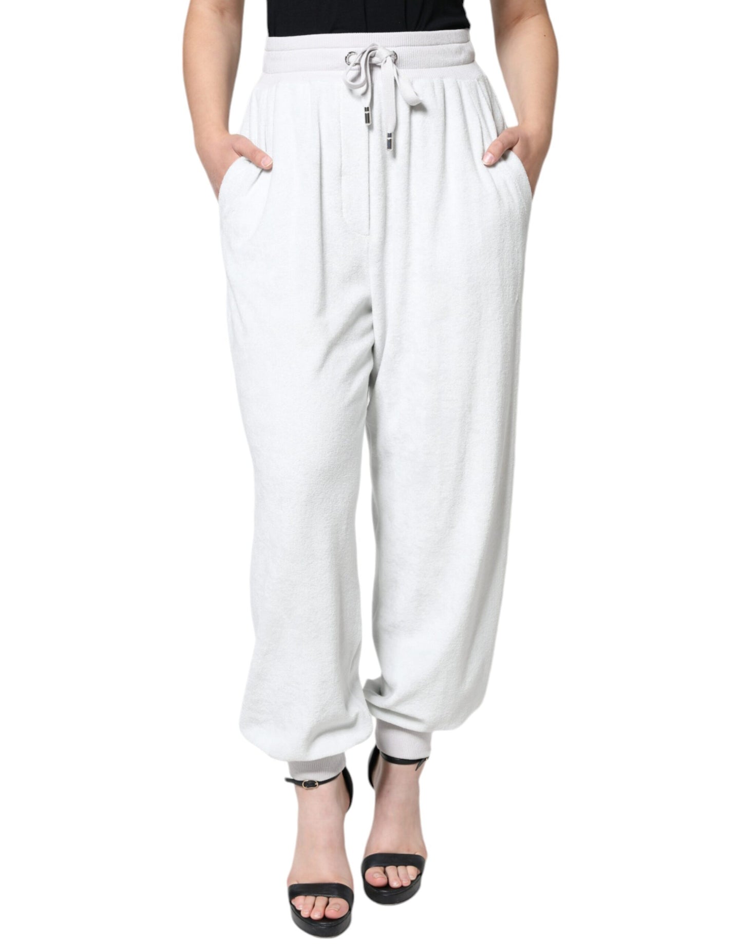 Pantaloni della tuta da jogging in nylon bianco Dolce & Gabbana