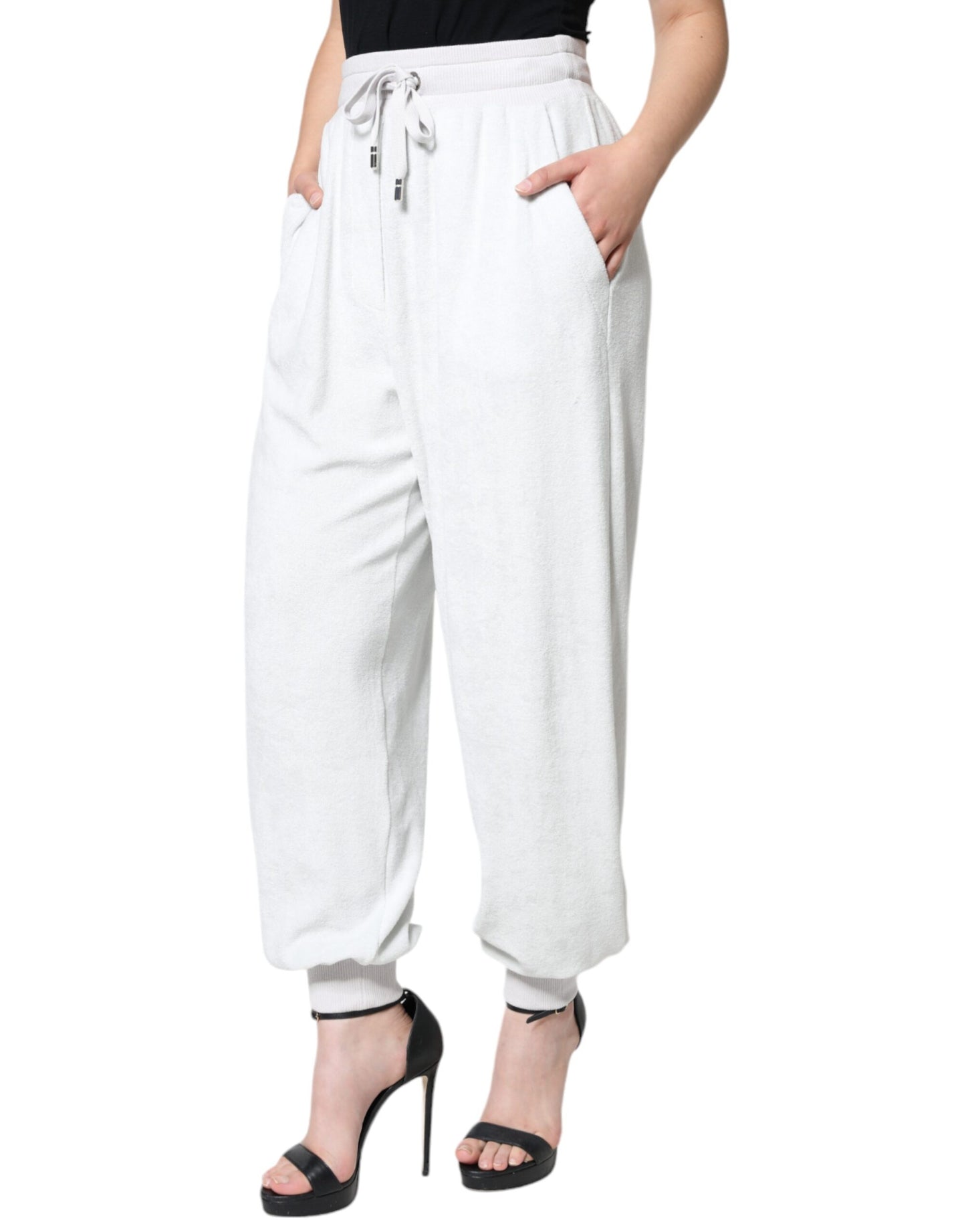 Pantaloni della tuta da jogging in nylon bianco Dolce & Gabbana