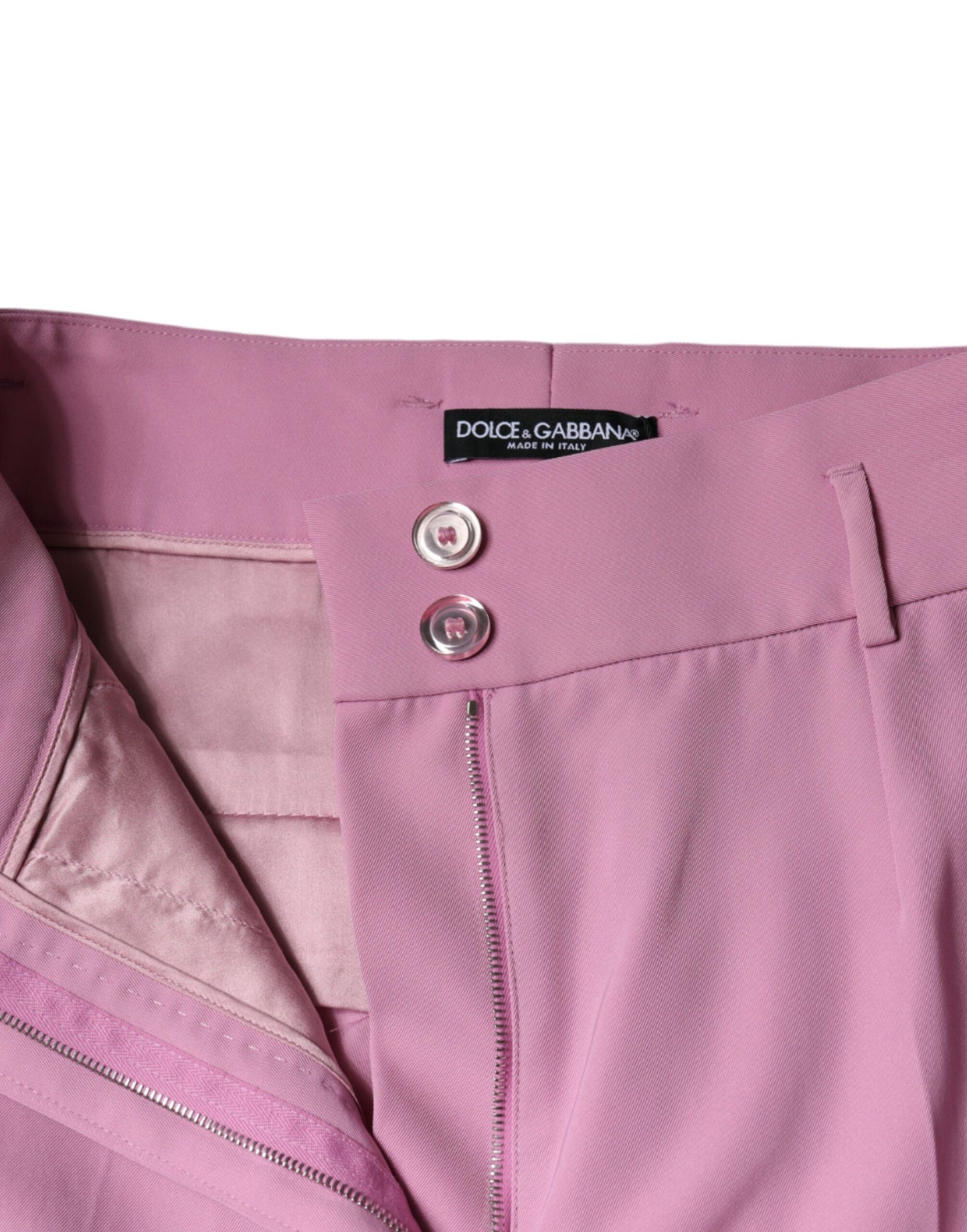 Pantaloni affusolati a vita alta in poliestere rosa Dolce & Gabbana da donna
