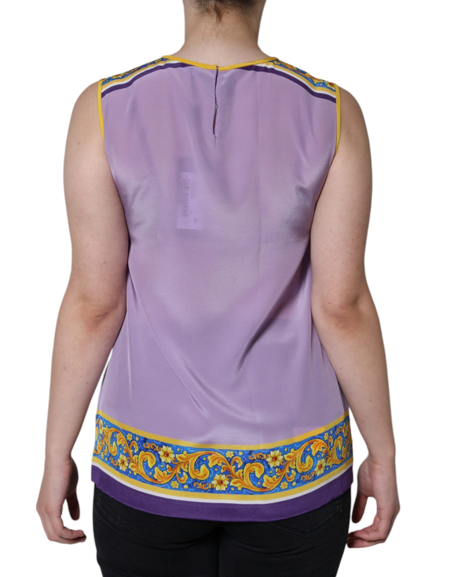 Canotta Dolce & Gabbana con stampa Caponata Siciliana in seta viola