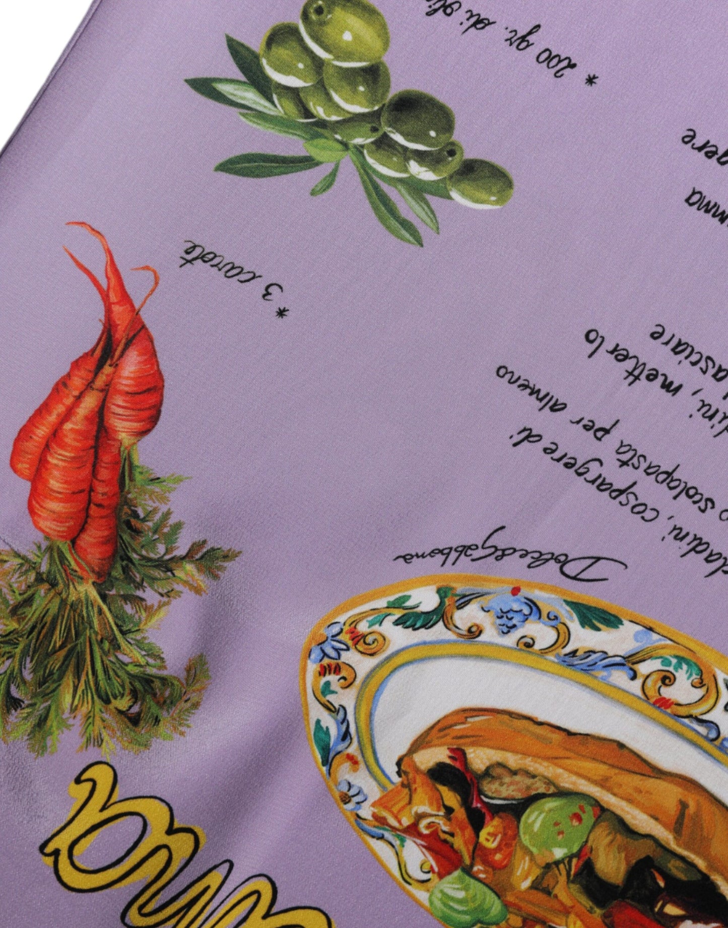 Canotta Dolce & Gabbana con stampa Caponata Siciliana in seta viola