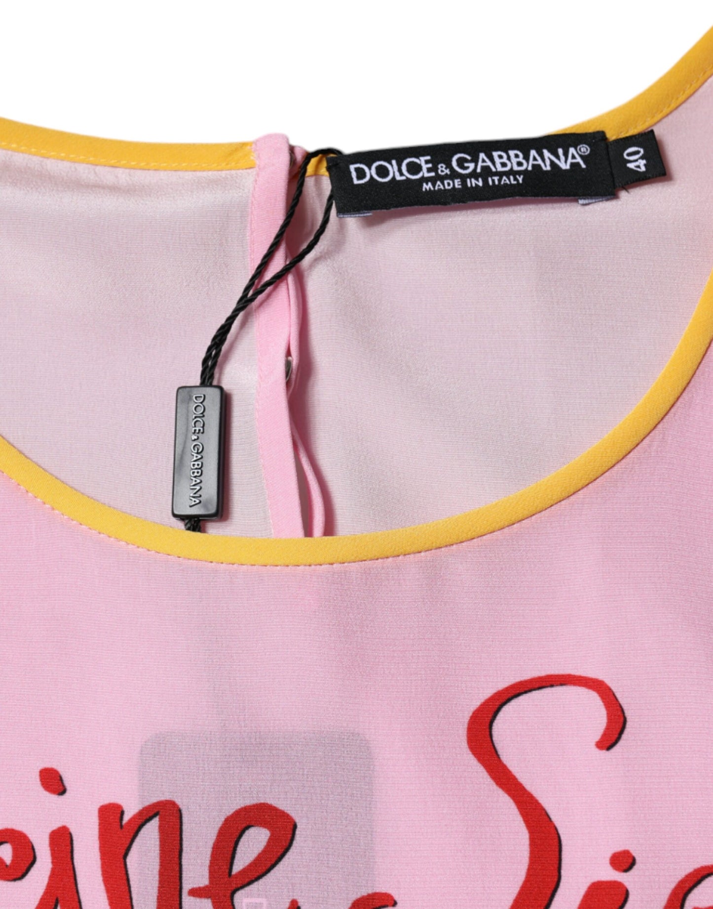 Dolce & Gabbana Top a maniche corte con stampa Araneine Siciliana in seta rosa