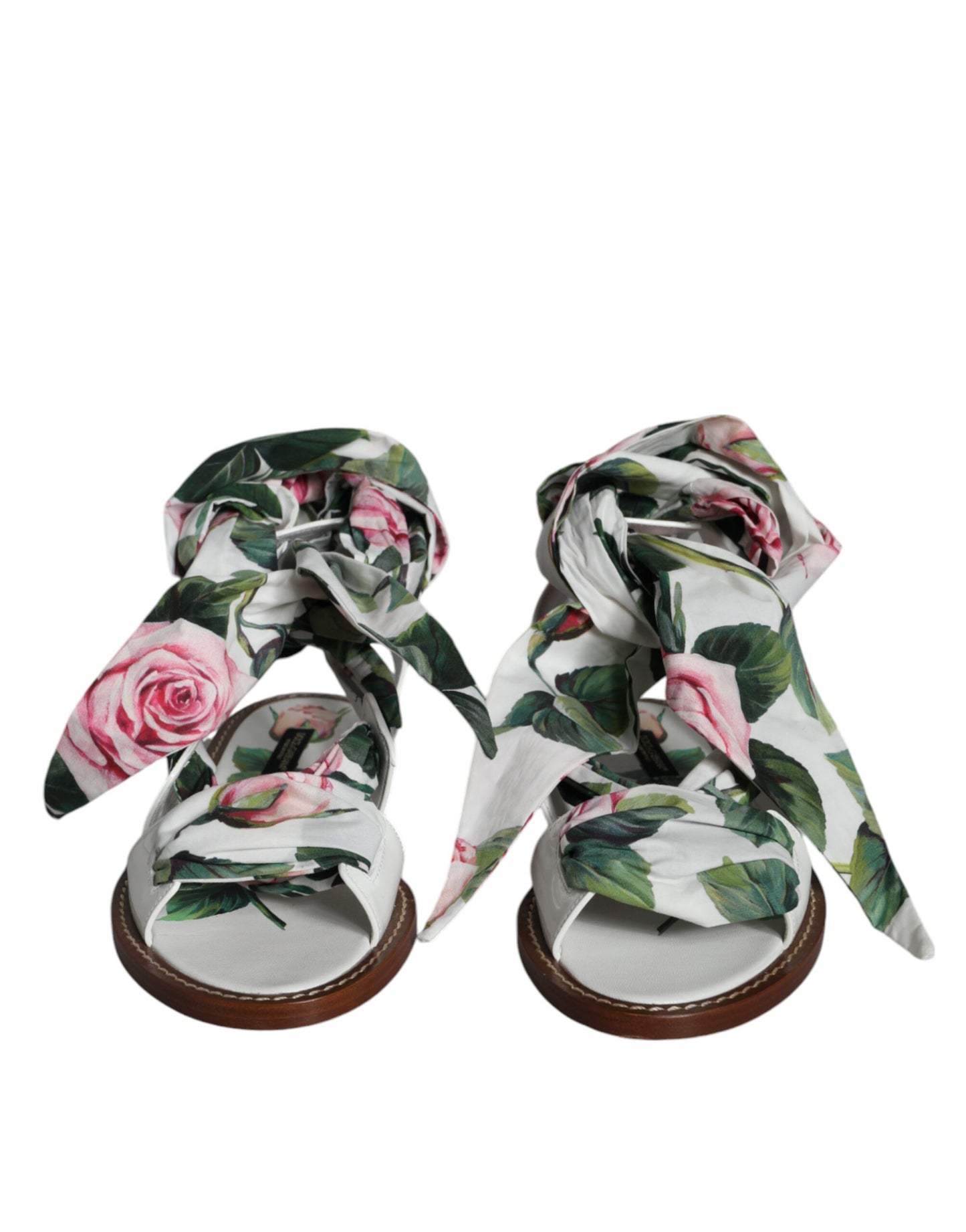 Sandali alla caviglia con stampa floreale multicolore Dolce & Gabbana