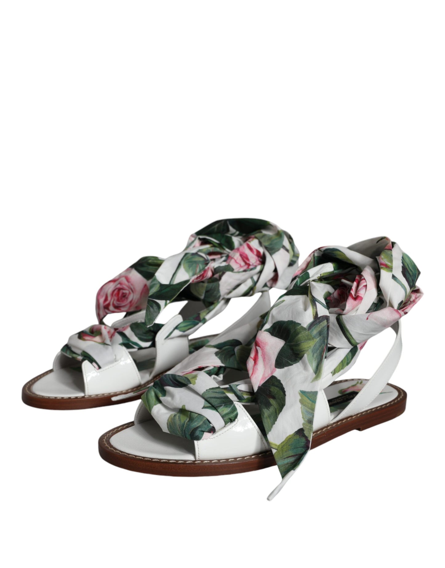 Sandali alla caviglia con stampa floreale multicolore Dolce & Gabbana