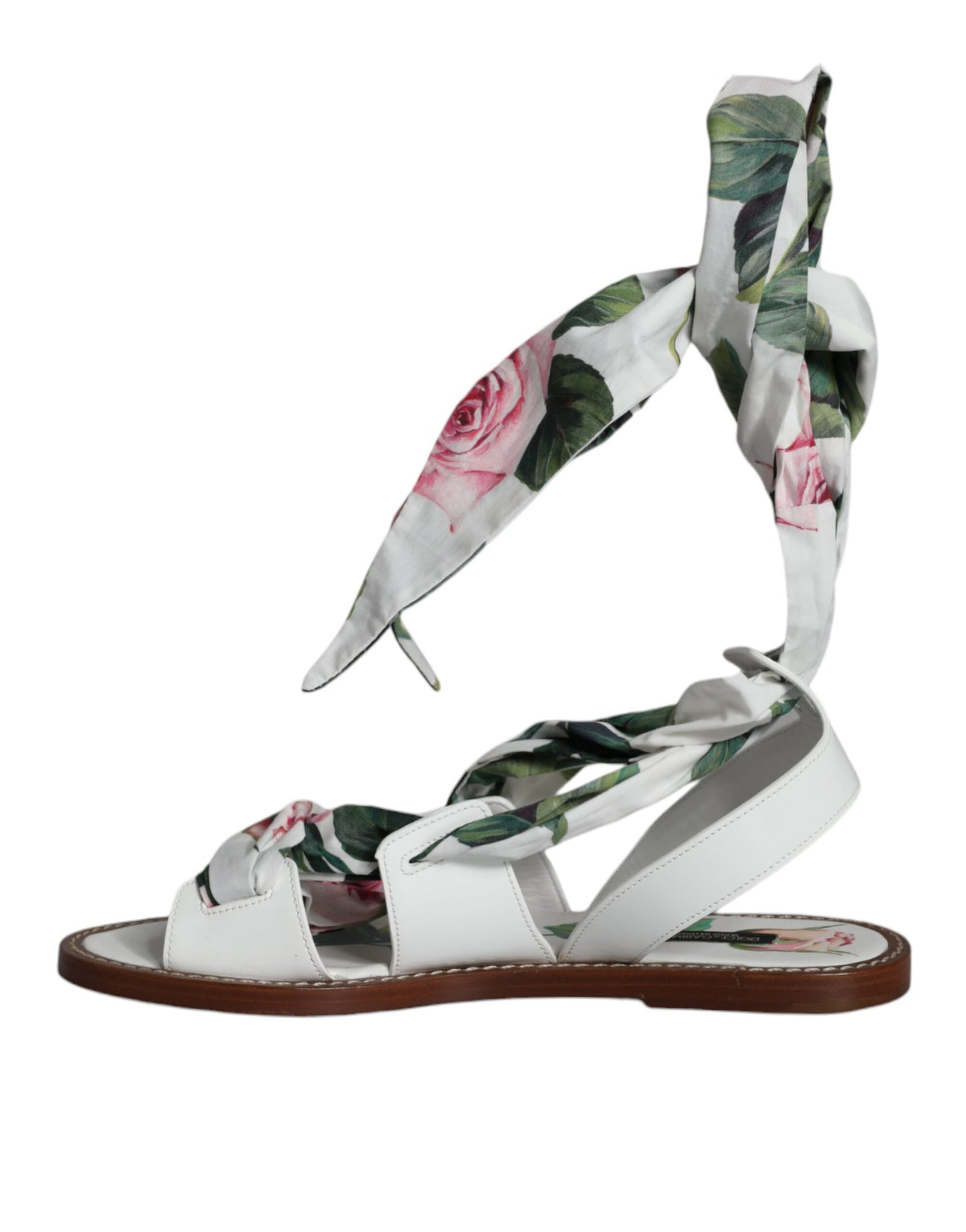 Sandali alla caviglia con stampa floreale multicolore Dolce & Gabbana