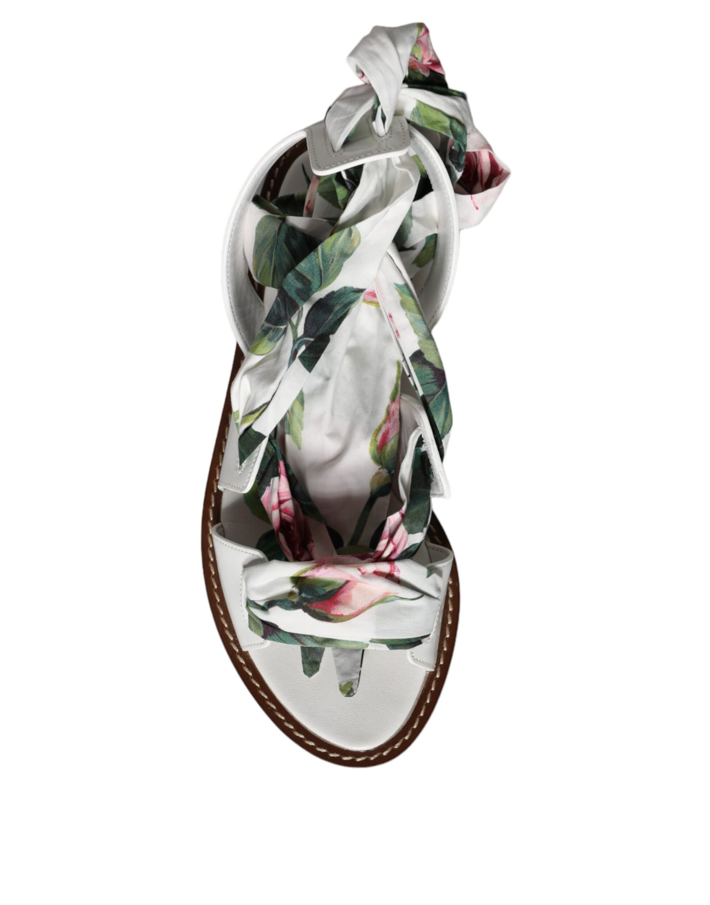 Sandali alla caviglia con stampa floreale multicolore Dolce & Gabbana
