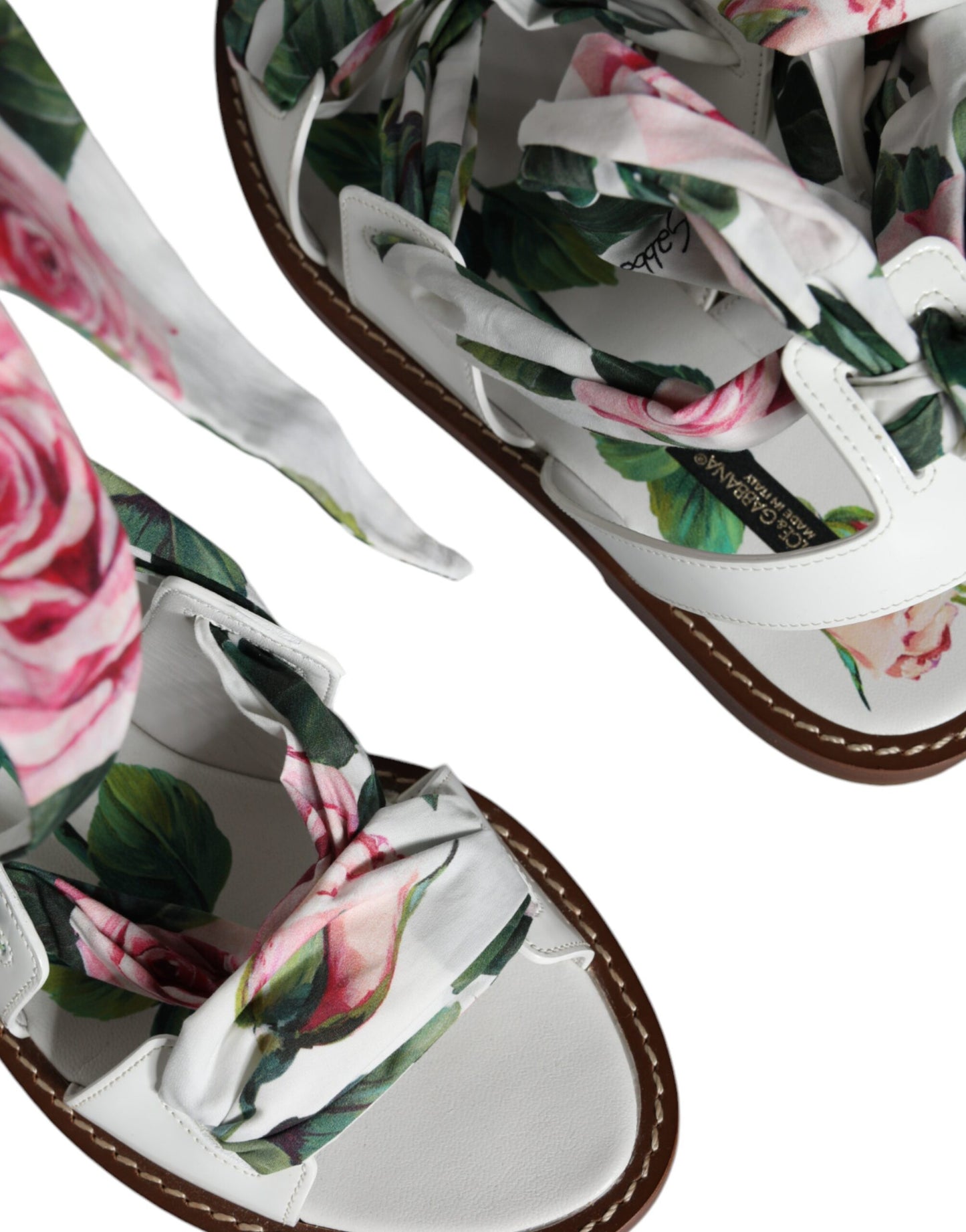 Sandali alla caviglia con stampa floreale multicolore Dolce & Gabbana