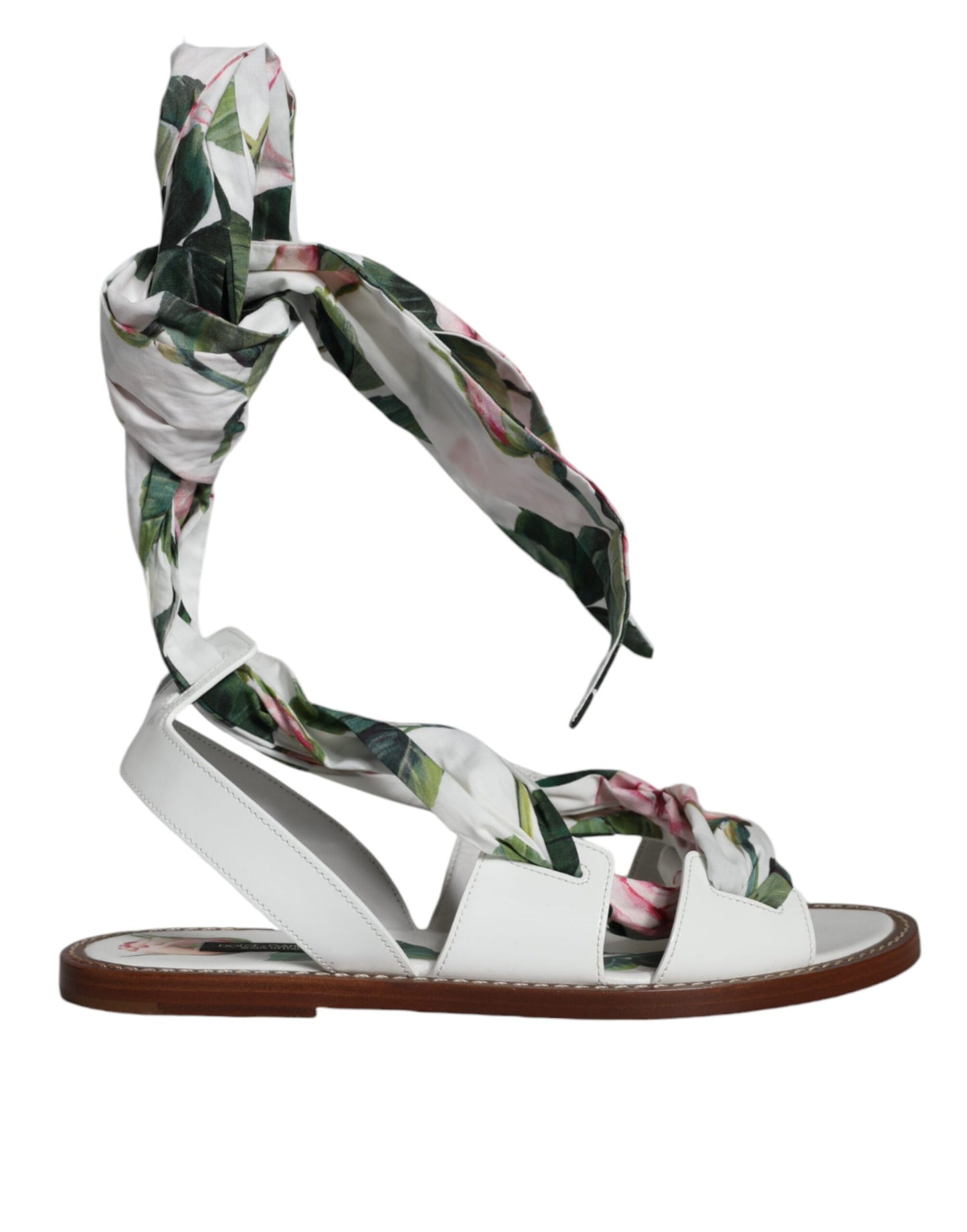 Sandali alla caviglia con stampa floreale multicolore Dolce & Gabbana