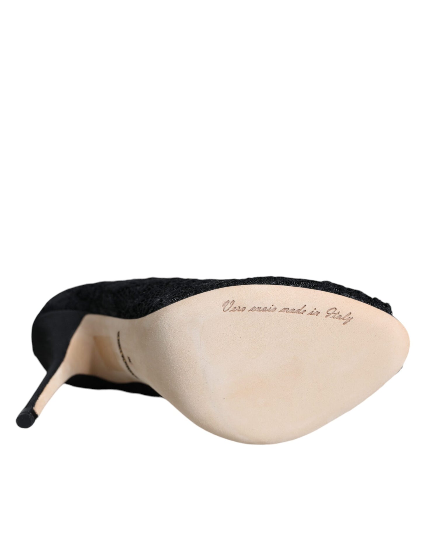 Dolce & Gabbana Stivali con tacco medio in pizzo nero elasticizzato