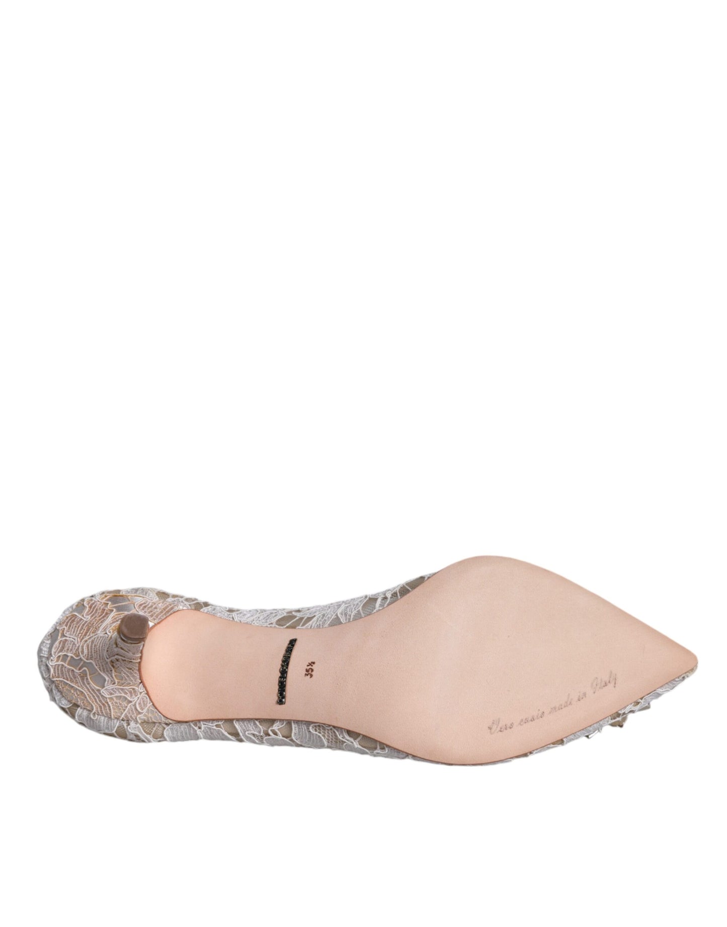 Scarpe con tacco in cristallo e pizzo Taormina bianco Dolce & Gabbana