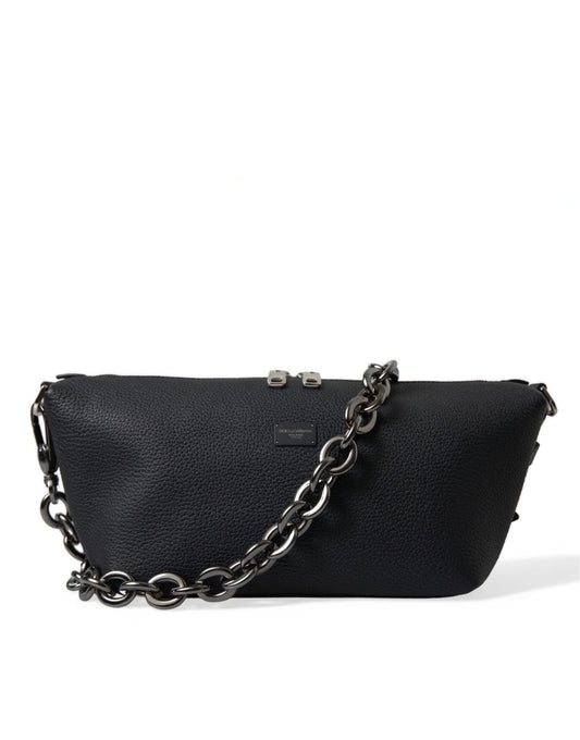 Dolce & Gabbana Elegant Black Leather Shoulder Bag - PER.FASHION