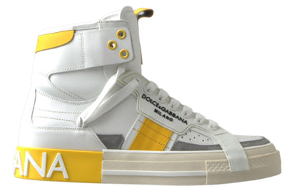 Dolce & Gabbana High-Top Perforated Leather Sneakers - PER.FASHION