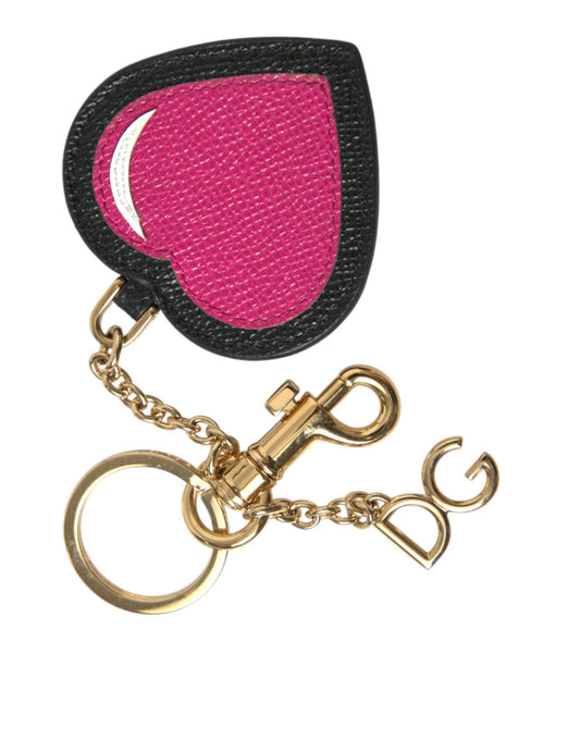 Dolce & Gabbana Stunning Gold and Pink Leather Keychain - PER.FASHION