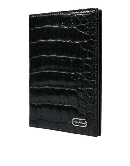 Dolce & Gabbana Black Exotic Skin Leather Long Bifold Passport Holder - PER.FASHION