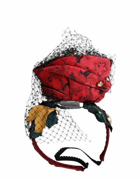 Dolce & Gabbana Multicolor Rose Silk Crystal Netted Logo Headband Diadem - PER.FASHION