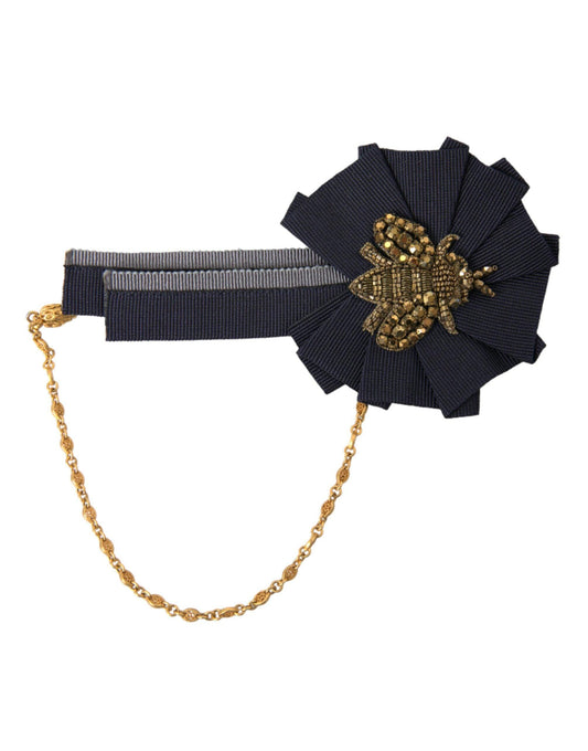 Dolce & Gabbana Gold Brass Crystal Bee Men Brooch Lapel Pin - PER.FASHION