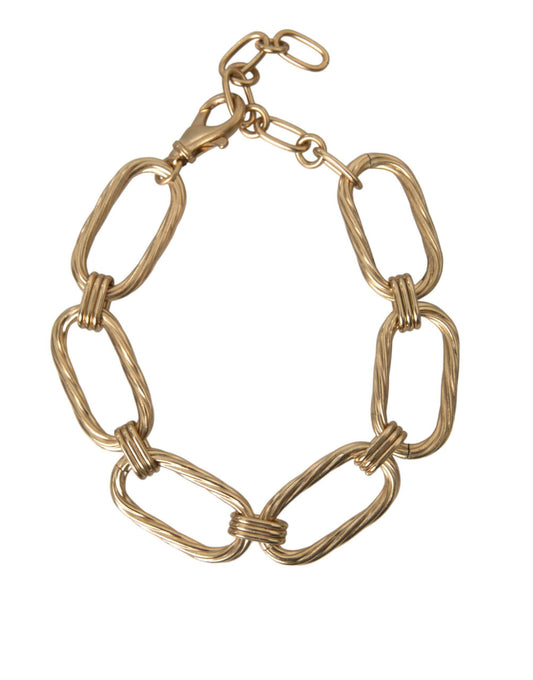 Dolce & Gabbana Gold Tone Brass Large Link Chain Jewelry Necklace - PER.FASHION