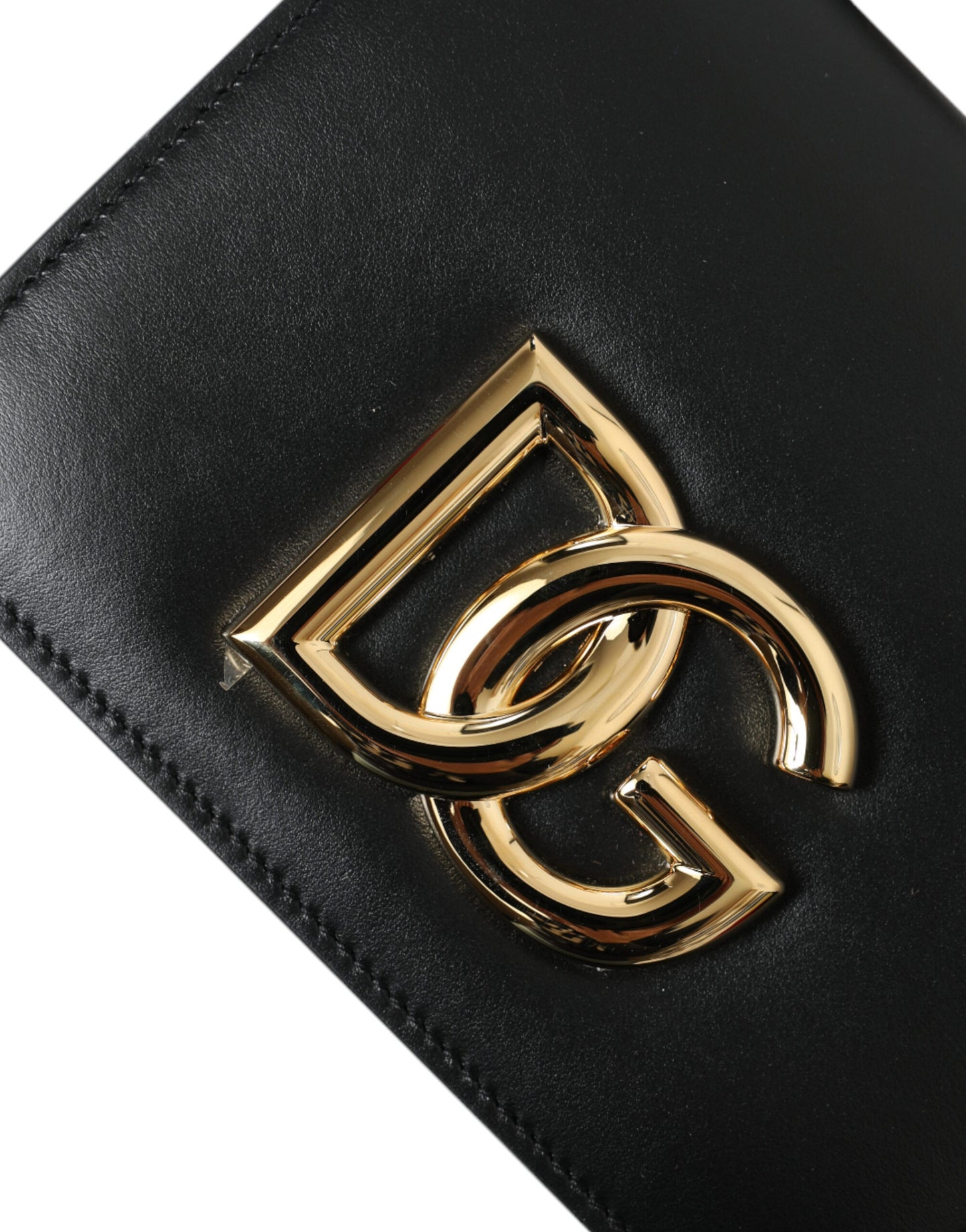 Dolce & Gabbana Elegant Black Leather Belt Bag with Gold Accents - PER.FASHION
