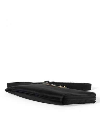 Dolce & Gabbana Elegant Black Nylon & Leather Pouch - PER.FASHION